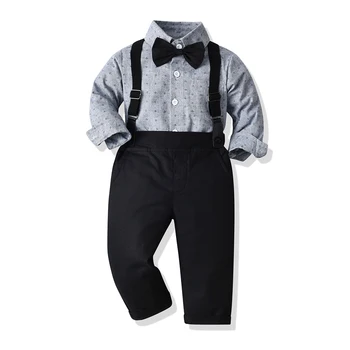 Комплект одежды для мальчика, костюм джентльмена, рубашка с галстуком-бабочкой + брюки, комплекты для вечеринки, свадьбы, Красивая детская одежда, одежда для мальчиков