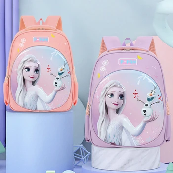 Детская портативная сумка Disney Frozen Elsa, модный дышащий рюкзак с рисунком аниме, дорожная сумка для детского сада для девочек