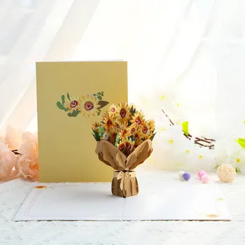 Всплывающие Поздравительные открытки с цветами, вырезанные лазером из бумаги ручной работы, открытки с букетами цветов для учителей на День Матери, подарки на выпускной