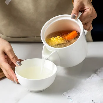 Керамический Маслоотделитель для супа, чайник, Масляный фильтр, Большая Чашка для тушения, Бытовая Маслоотделительная Чаша, Кухонный Сливной фильтр, Горшки для супа для напитков