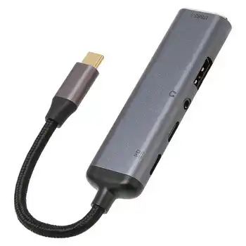Концентратор Type C к USB3.1 USB2.0 Тип C2.0 3,5 мм Порт для гарнитуры PD100W HD 5 в 1 Док-станция Type C Конвертер HD видео аудио