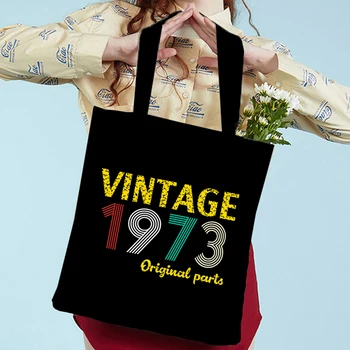 Винтаж 1973 печати женщин сумки Моды сумка 70-х годов тенденция сумка Эко многоразовые сумка 1973 года холщовый мешок