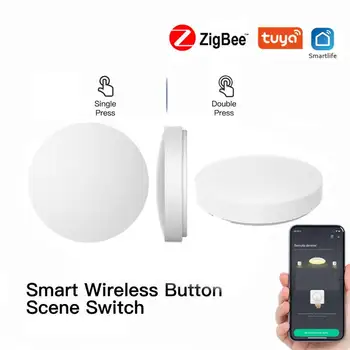 Беспроводной переключатель сцены с кнопкой Aubess Tuya Smart Zigbee, многорежимный дистанционный переключатель с одним/двойным щелчком мыши, работа с Smart Life Gateway