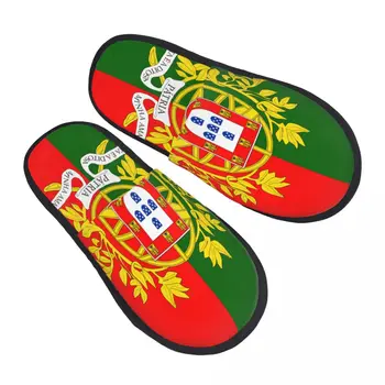 Зимние тапочки Женские Мужские модные Пушистые Теплые тапочки Военный флаг Португалии Домашние тапочки Забавная обувь