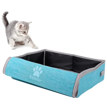 Переносной ящик для кошачьего туалета с крышкой, складной автомобильный ящик для кошачьего туалета, водонепроницаемый и легко моющийся